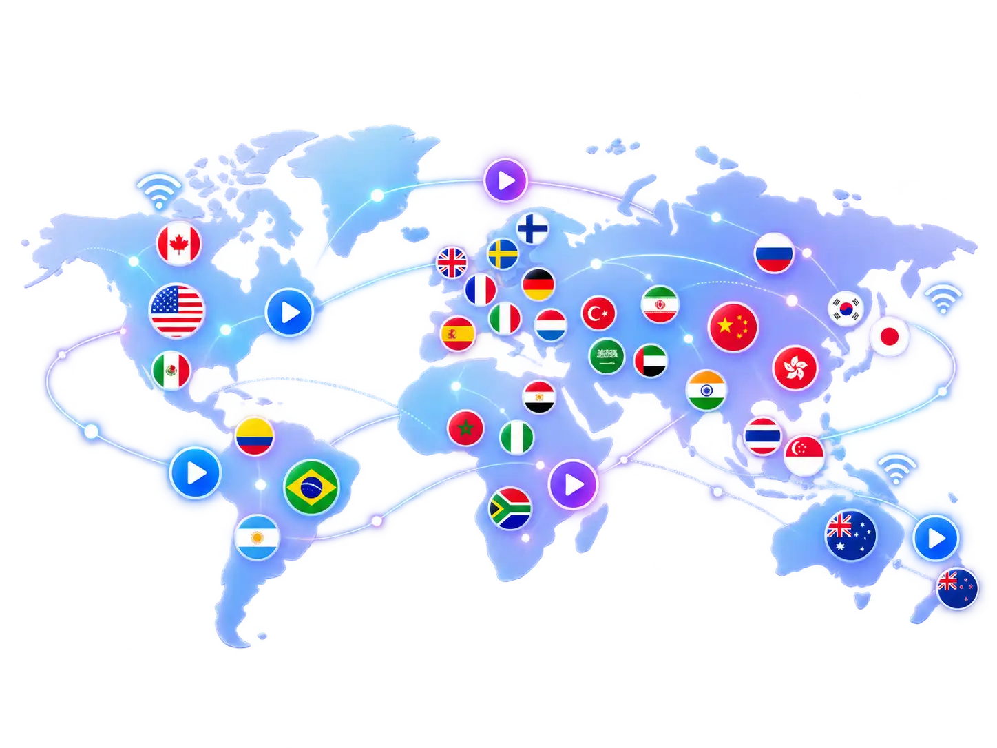 IPTV Bears World Map showing global live TV channels availability in United States